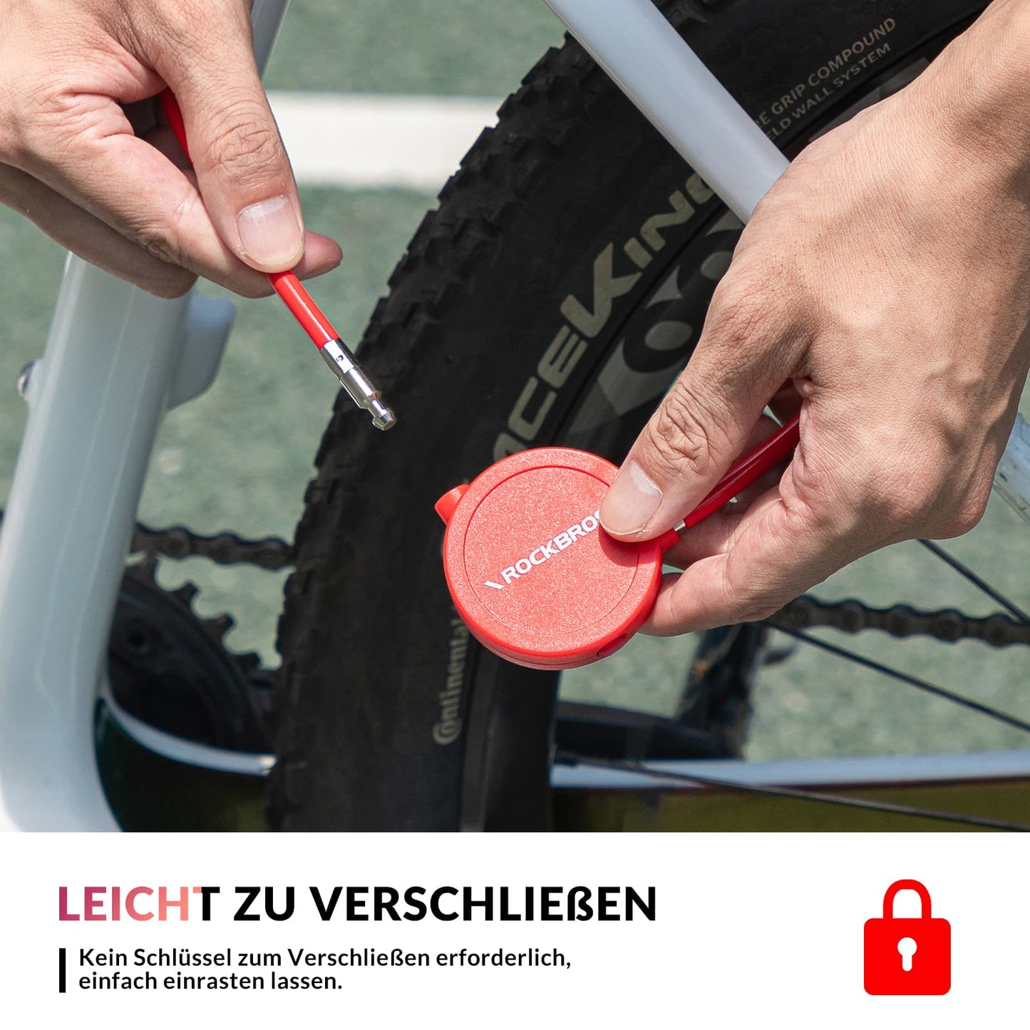 Zapięcie rowerowe dziecięce 69cm z 2 kluczami ROCKBROS