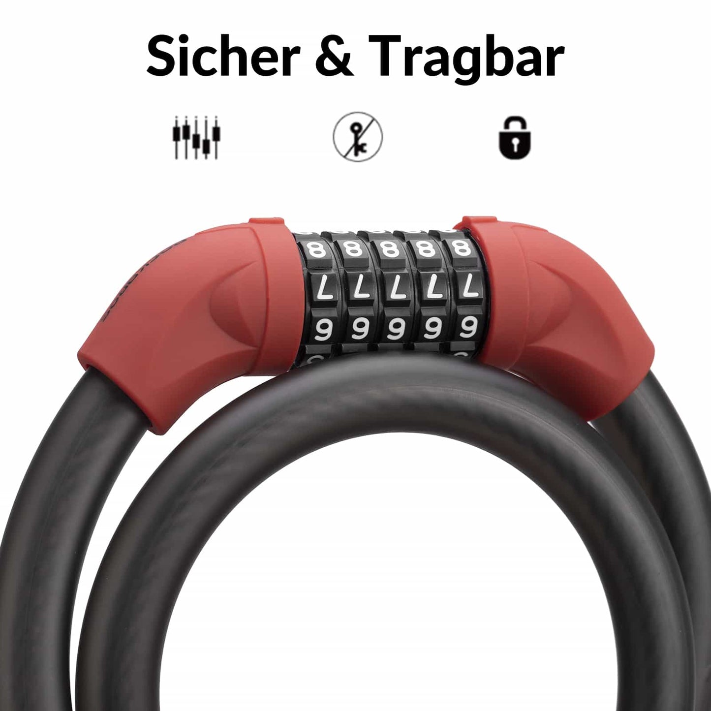 Zapięcie rowerowe, linka zabezpieczająca, zamek szyfrowy z 5-cyfrowym kodem, ROCKBROS