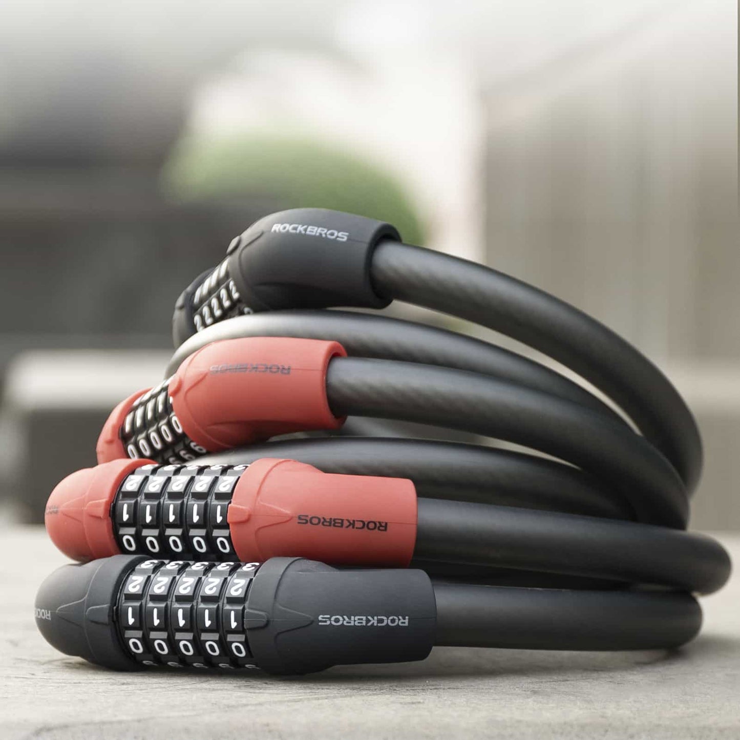 Zapięcie rowerowe, linka zabezpieczająca, zamek szyfrowy z 5-cyfrowym kodem, ROCKBROS