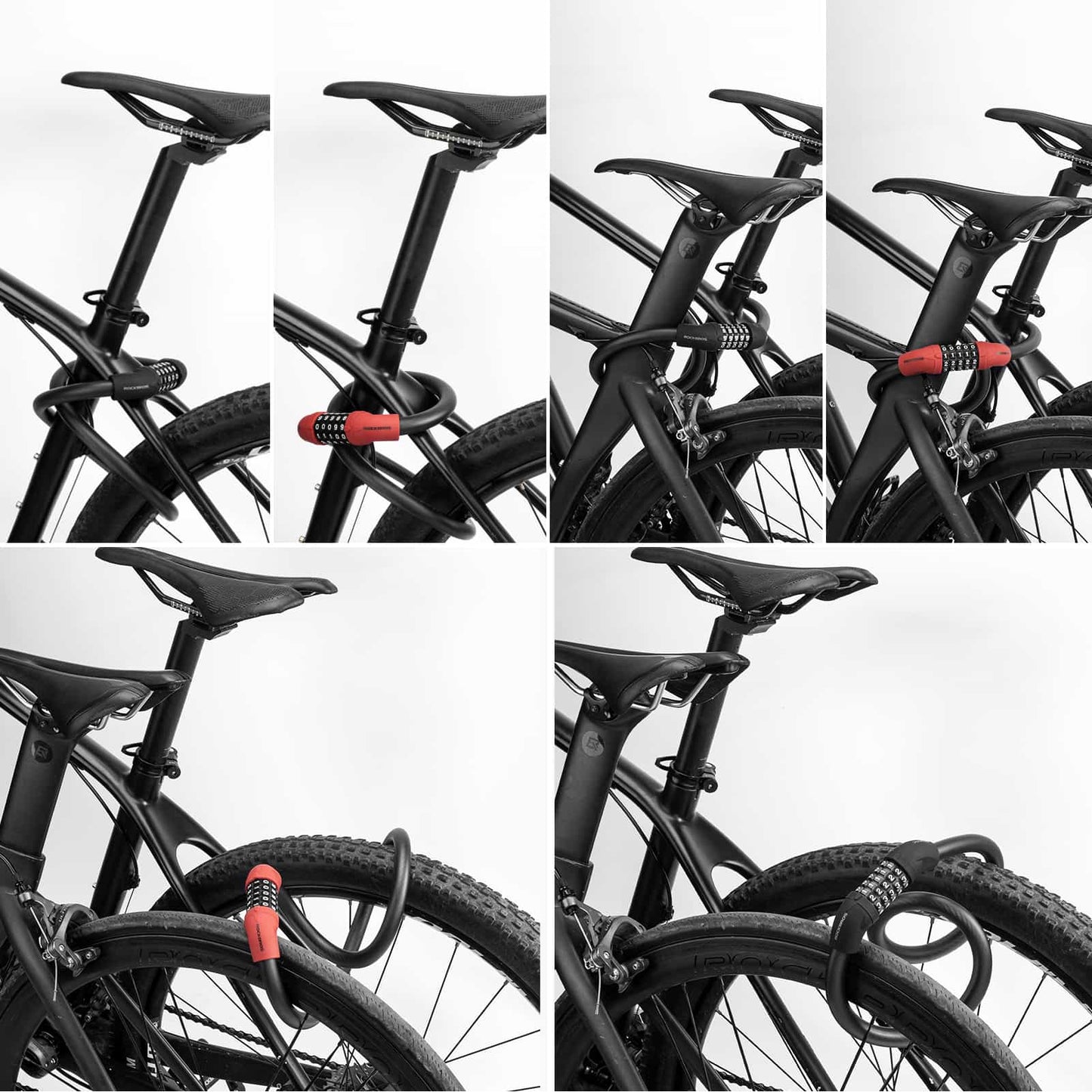 Zapięcie rowerowe, linka zabezpieczająca, zamek szyfrowy z 5-cyfrowym kodem, ROCKBROS