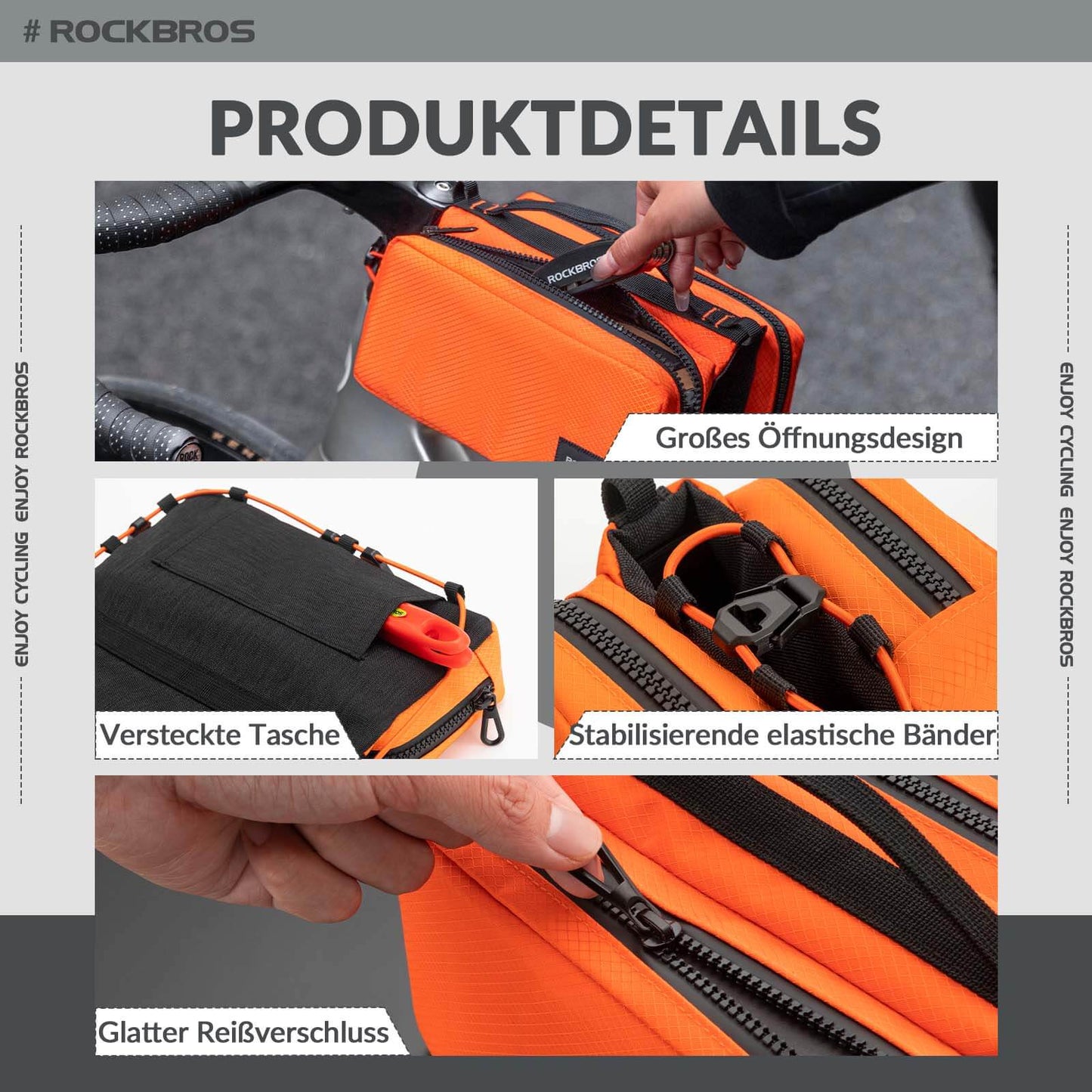 Torba na ramę roweru z paskiem na ramię, torba na rurę górną ROCKBROS