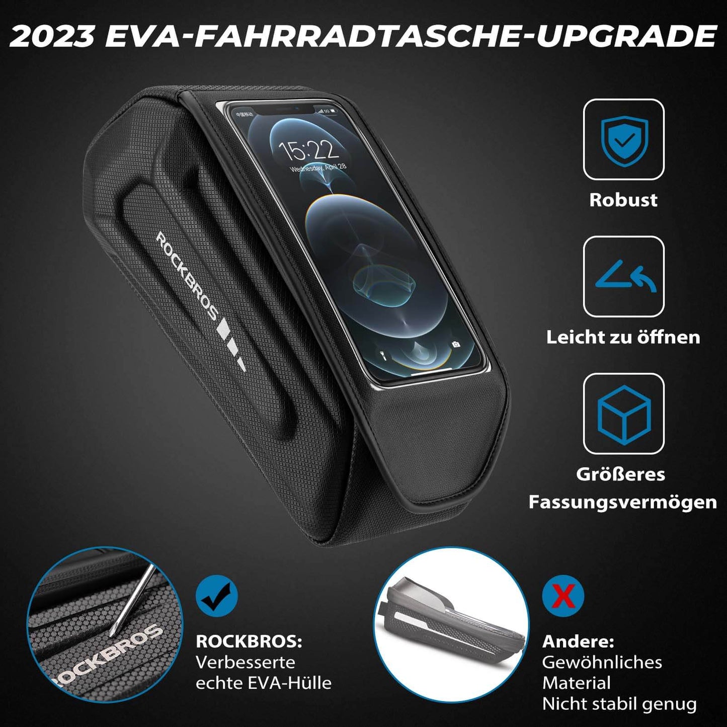 Wodoodporna torba rowerowa, etui na telefon komórkowy do smartfonów z ekranem dotykowym 6,8 cala, ROCKBROS