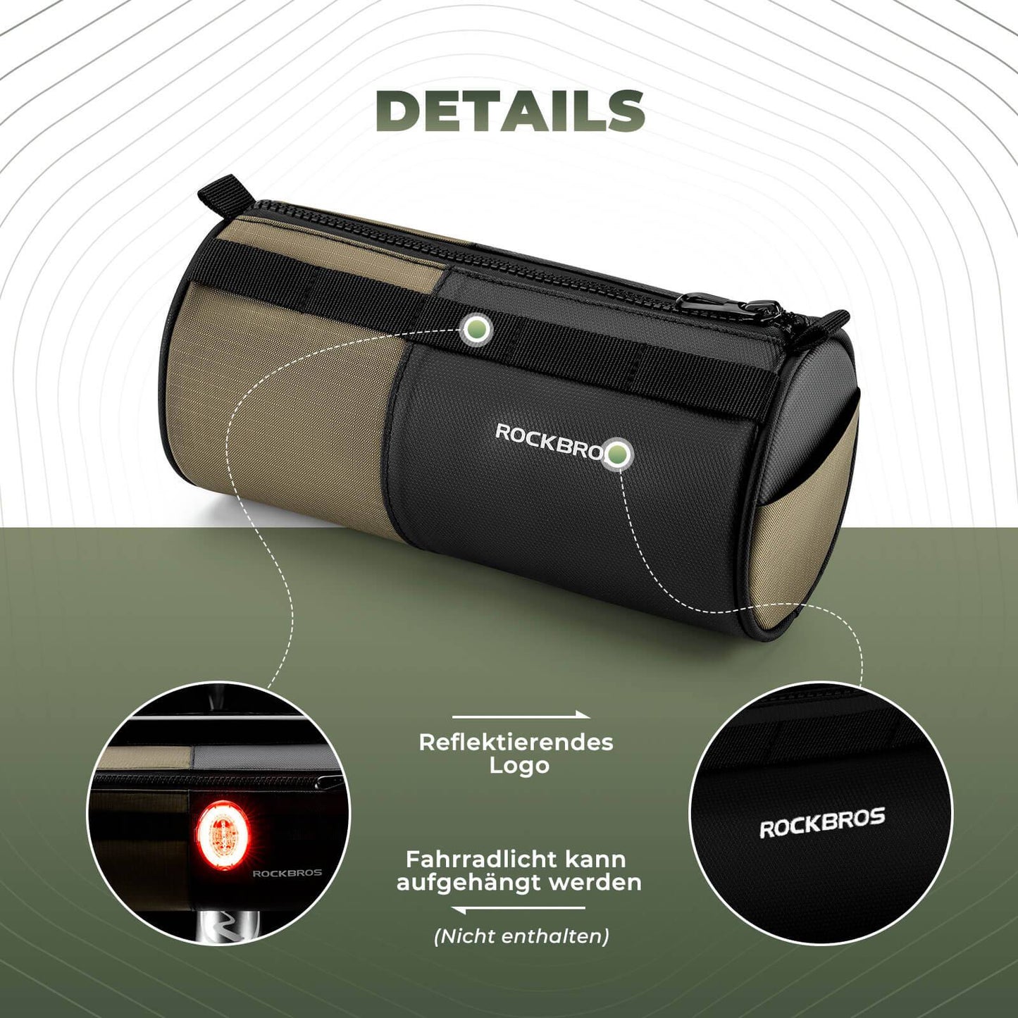 Torba cylindryczna na kierownicę ROCKBROS, 1,7 l, z paskiem na ramię
