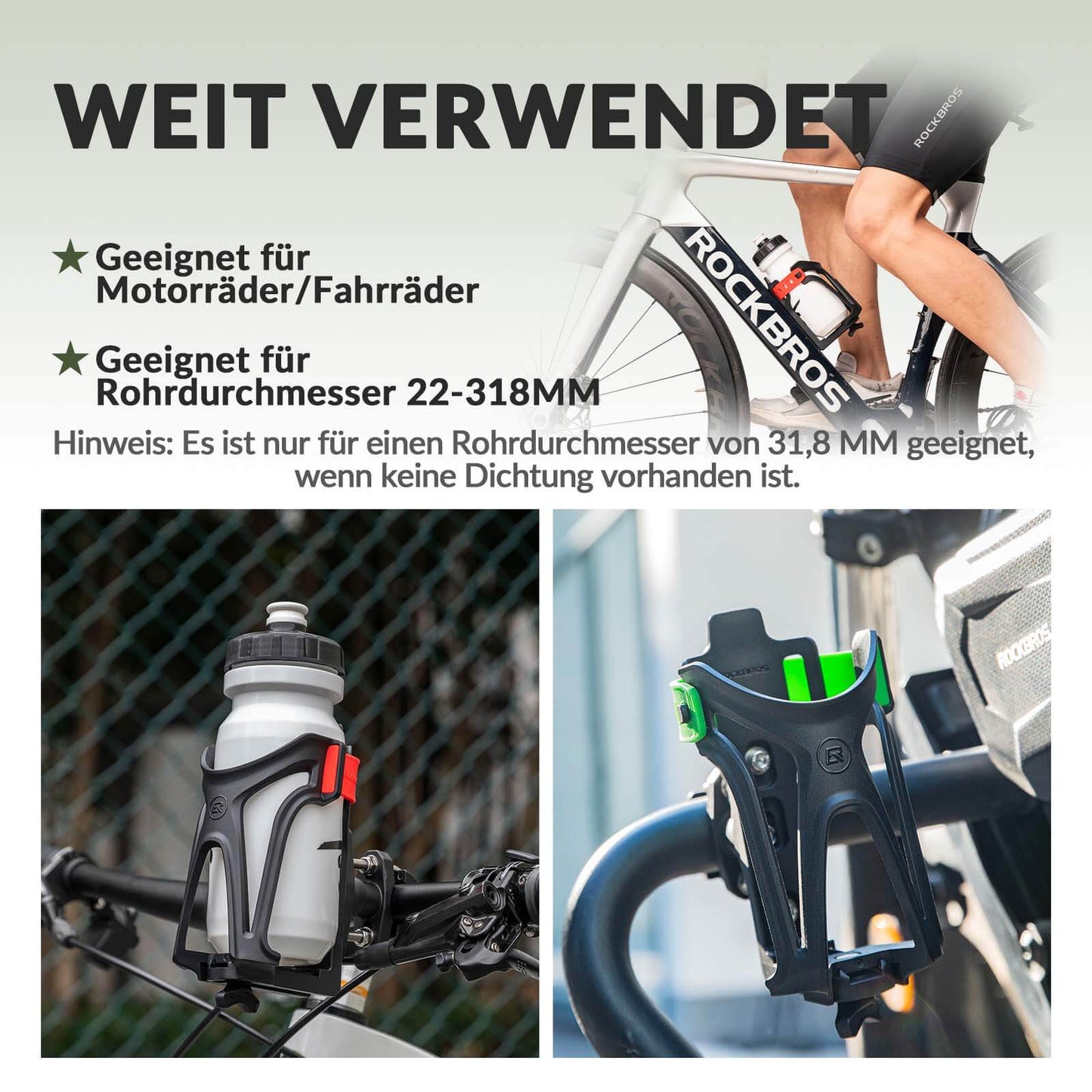 Regulowany uchwyt na butelkę do roweru, obrotowy 360°, ROCKBROS
