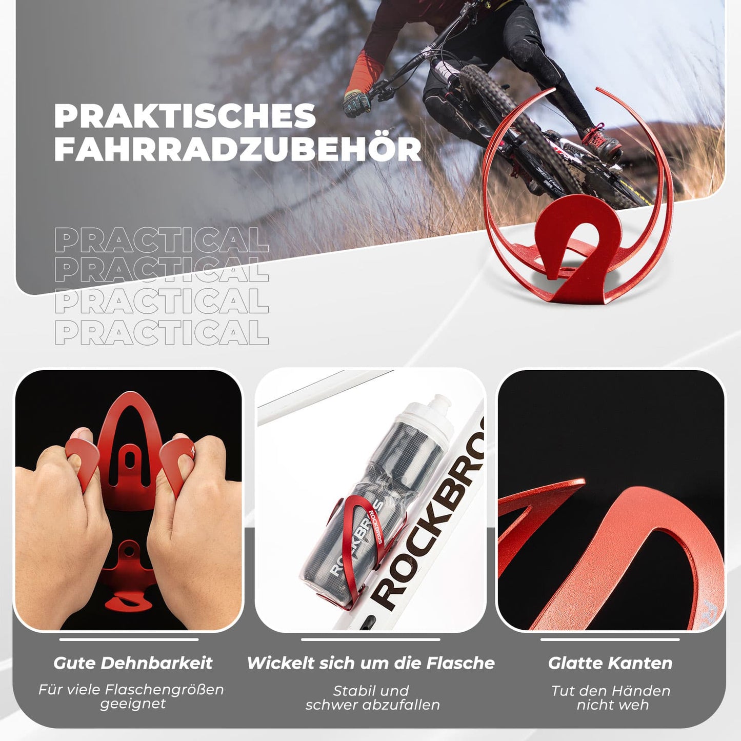 Uchwyt na butelkę, akcesorium rowerowe, lekki uchwyt na napój do roweru, mocowanie ROCKBROS