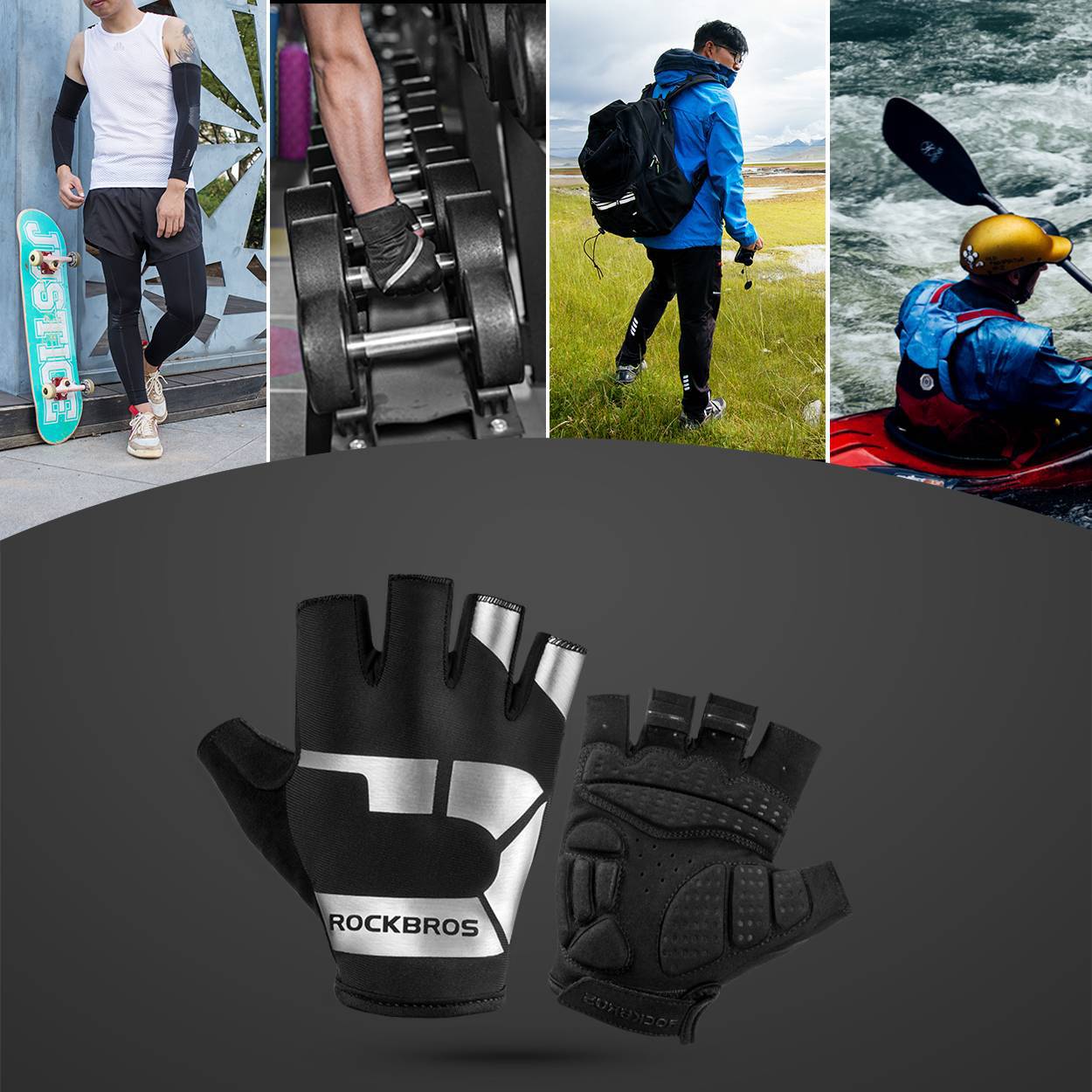 Rękawiczki sportowe do jazdy na wiosnę i jesień, antypoślizgowe i odblaskowe, ROCKBROS