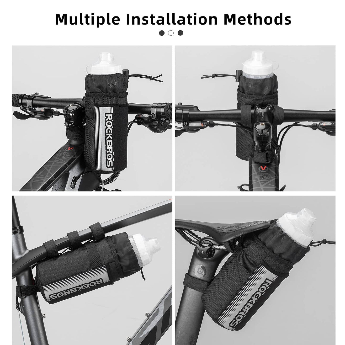 Izolowana torba rowerowa na kierownicę z uchwytem na butelkę z wodą i kieszenią na telefon komórkowy ROCKBROS