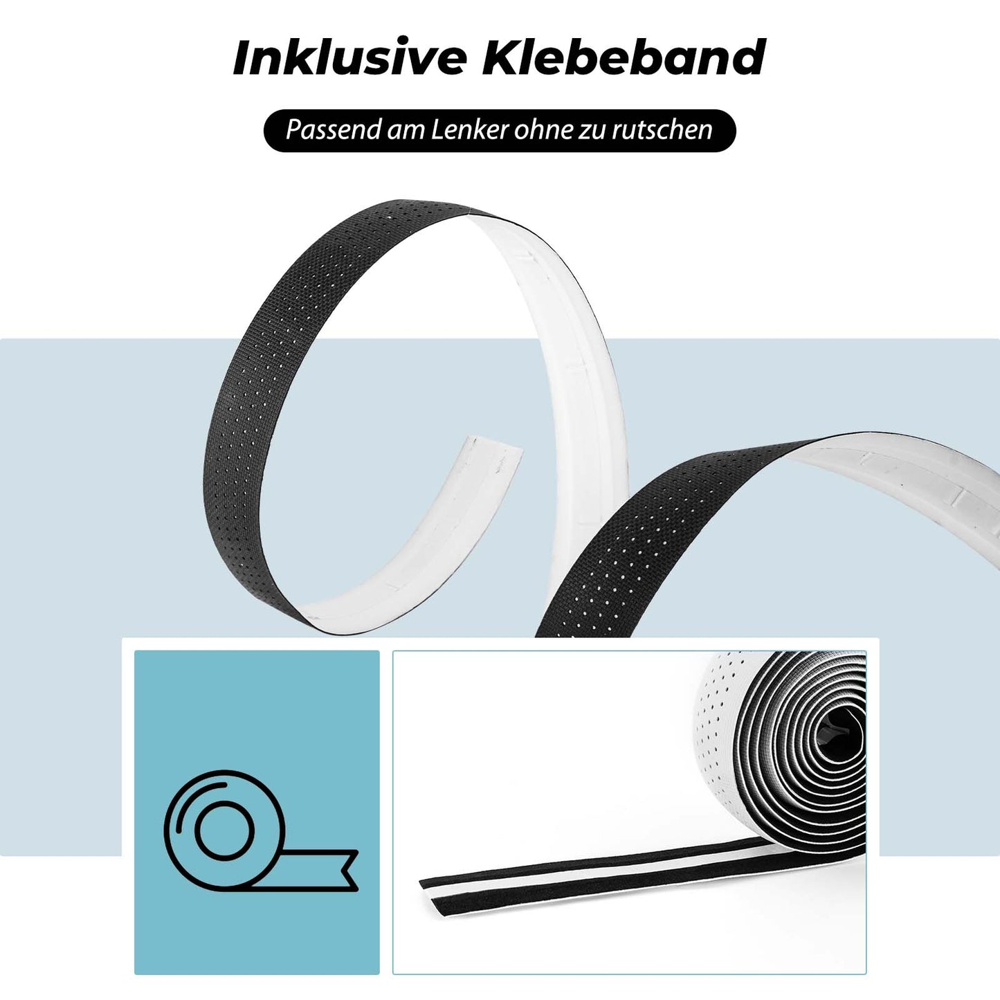 Owijka na kierownicę roweru szosowego, antypoślizgowa, amortyzująca, 2 rolki, ROCKBROS