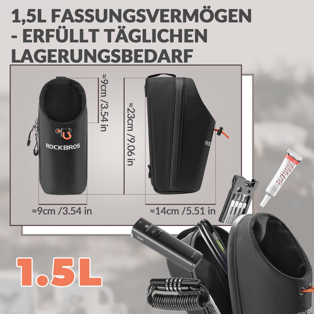 ROCKBROS Torba kierownicy Torba na bidon Uchwyt na bidon Wielofunkcyjny design