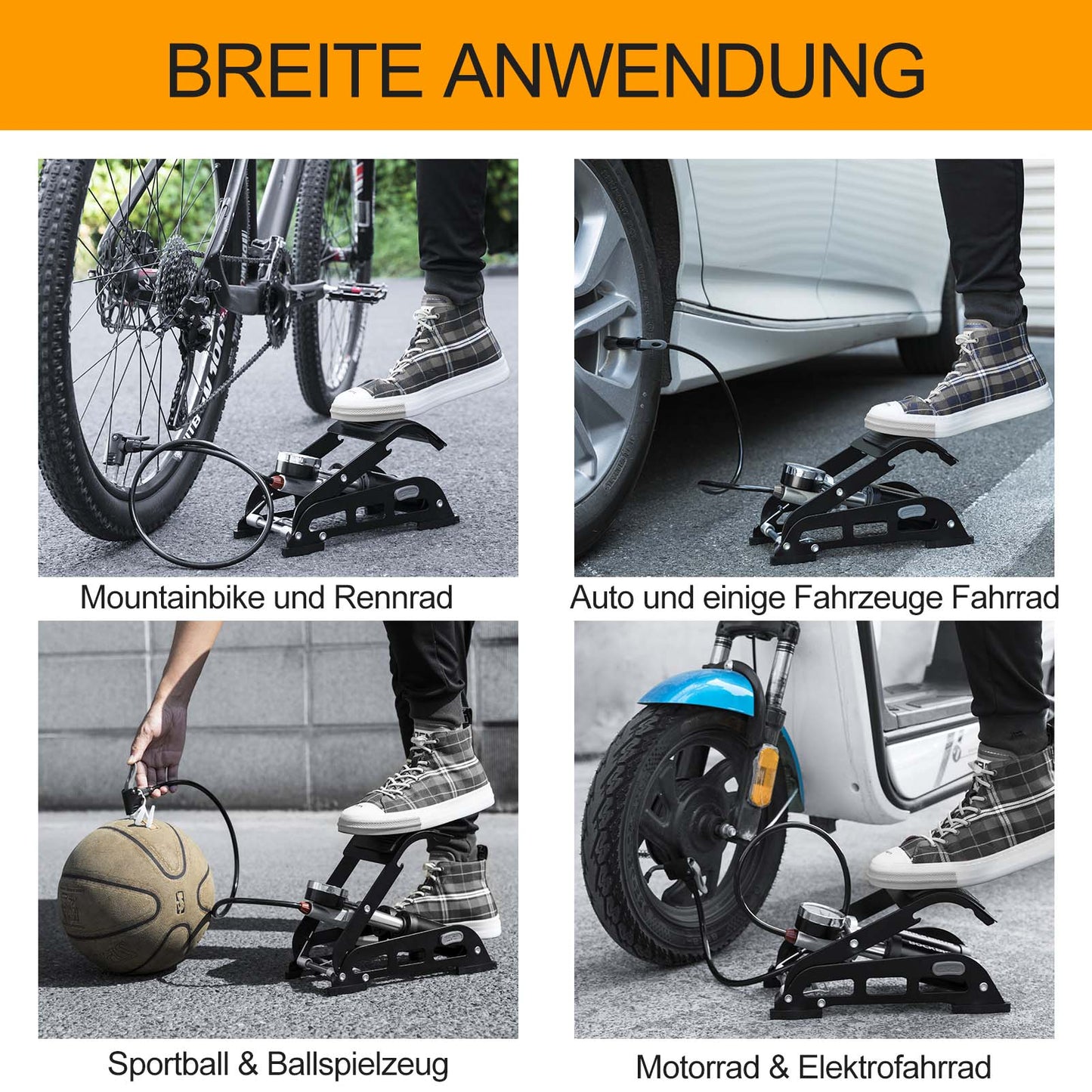 Pompka nożna z manometrem dwucylindrowym ROCKBROS