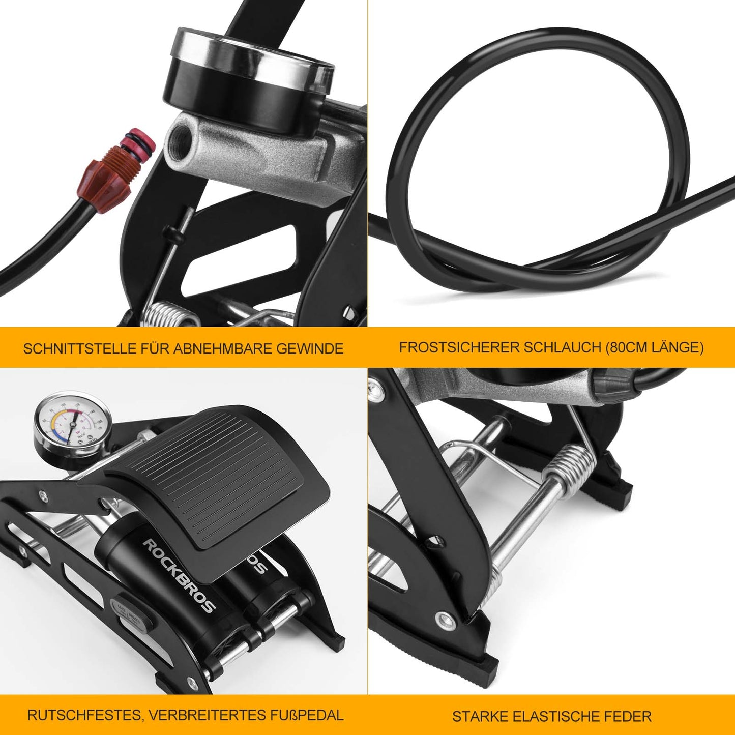 Pompka nożna z manometrem dwucylindrowym ROCKBROS