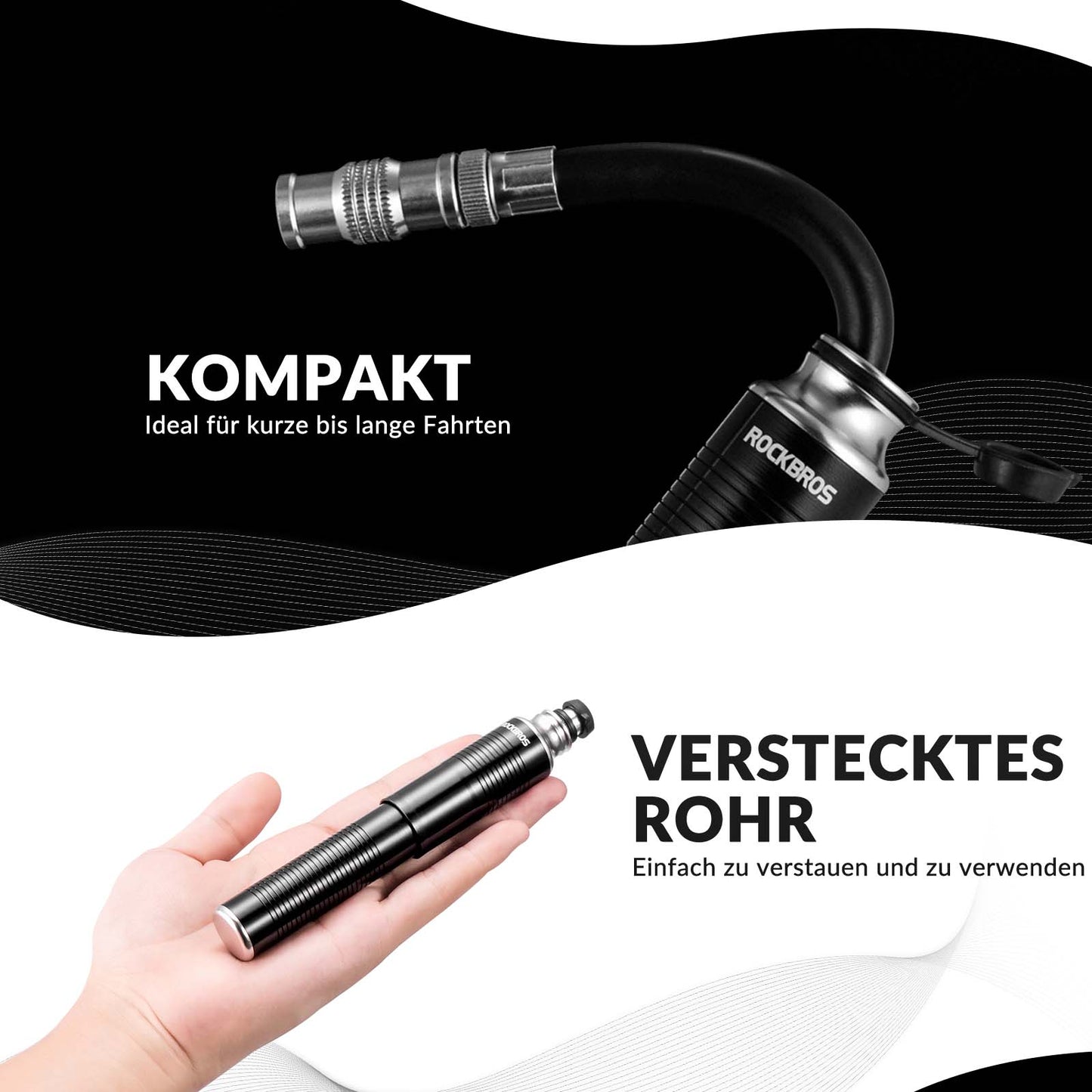 ROCKBROS aluminiowa pompka ręczna do wentyli Schrader i Presta