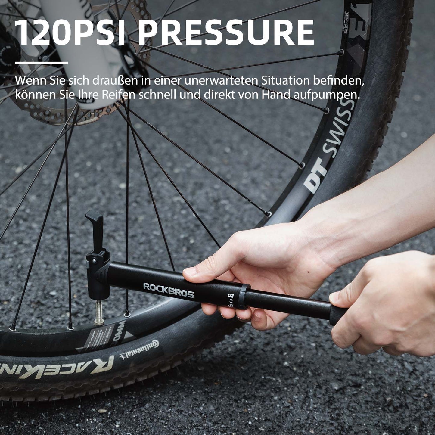 Miniaturowa pompka rowerowa z kluczem grzechotkowym 80 PSI aluminiowa ROCKBROS