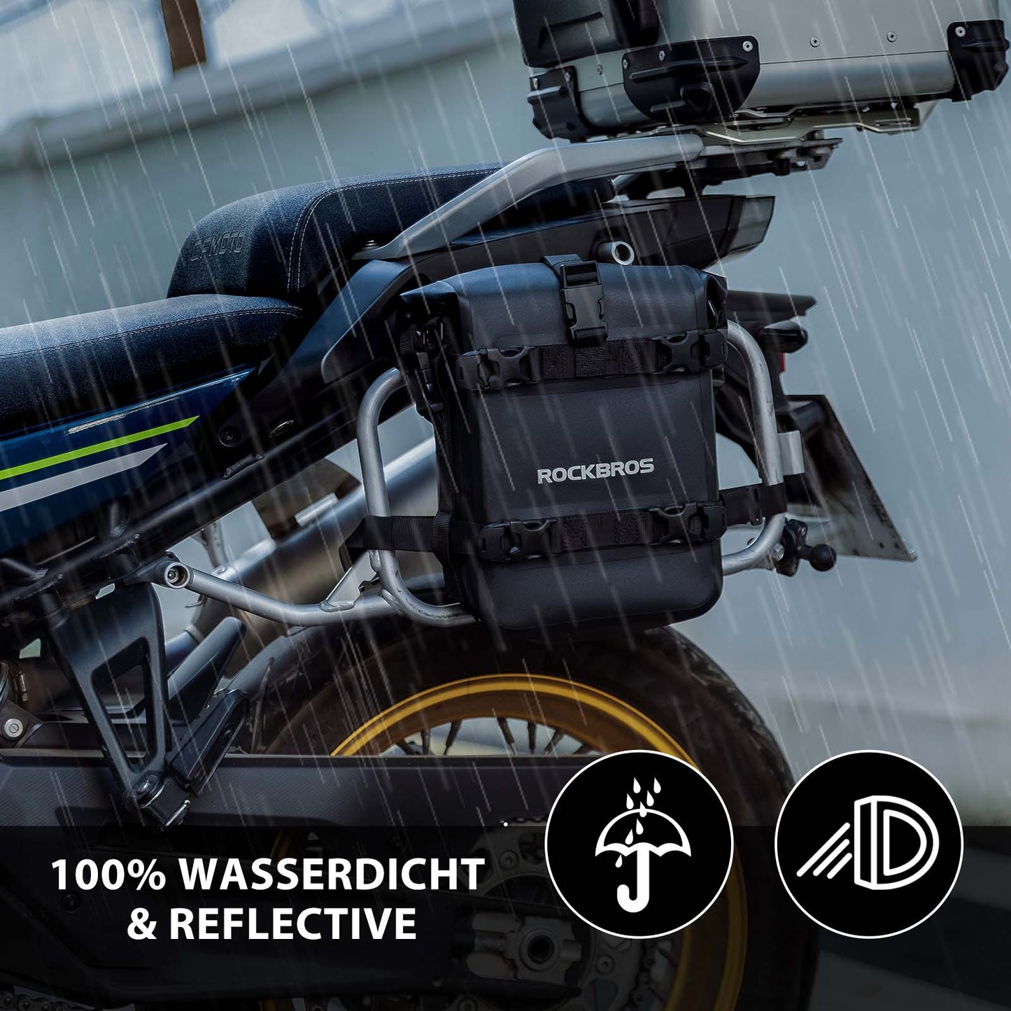 Torba boczna motocyklowa, wodoodporna, torba na sakwy, 5L, czarna, ROCKBROS
