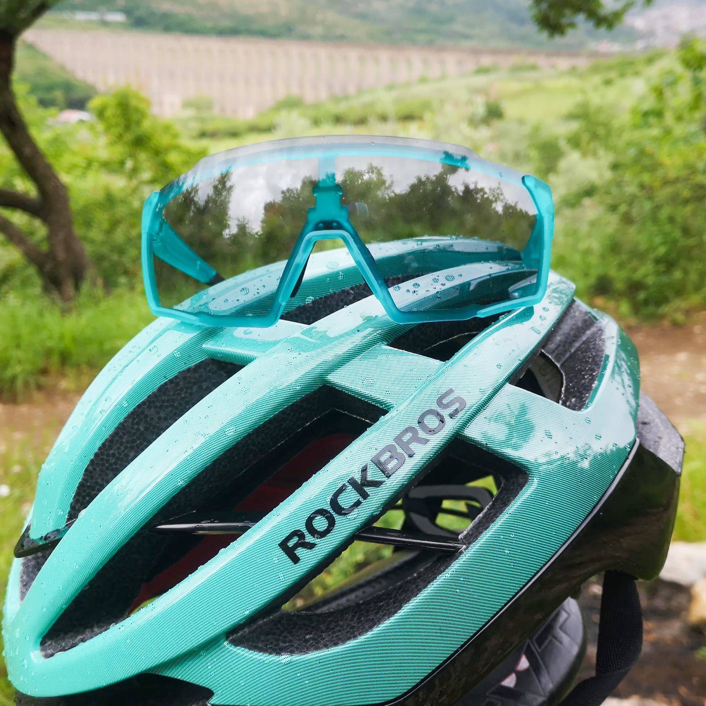 Fotochromowe okulary rowerowe HD do aktywności na świeżym powietrzu, niebieskie, ROCKBROS