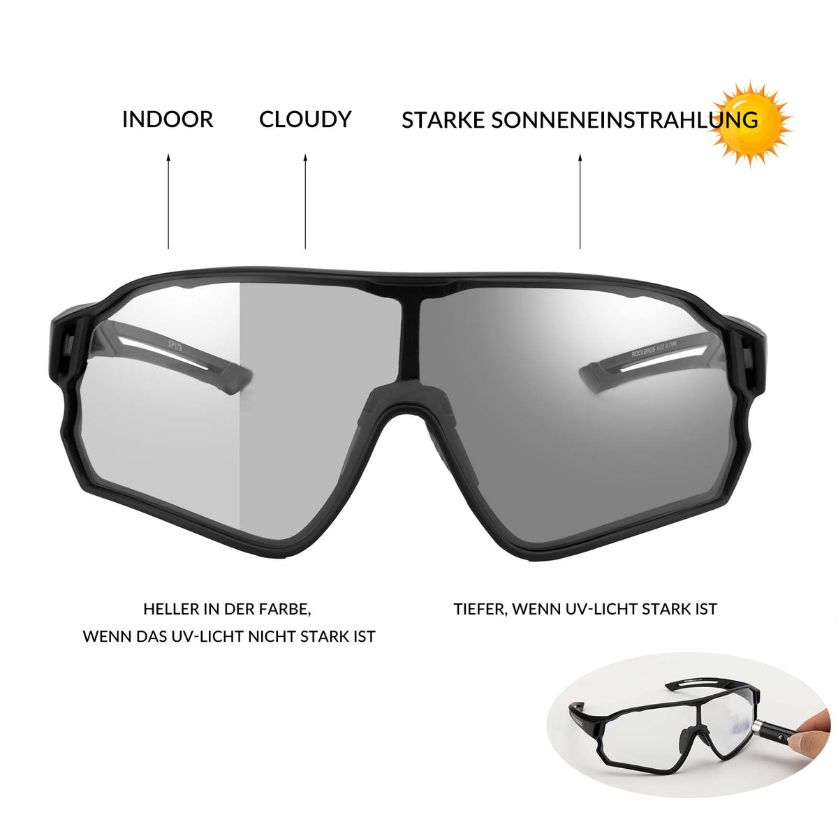 Okulary rowerowe dynamiczne ROCKBROS z filtrem przeciwsłonecznym UV400