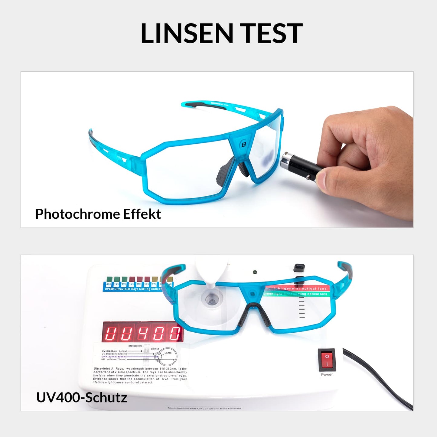 Okulary przeciwsłoneczne fotochromowe z ochroną UV400, okulary rowerowe unisex, niebieskie ROCKBROS