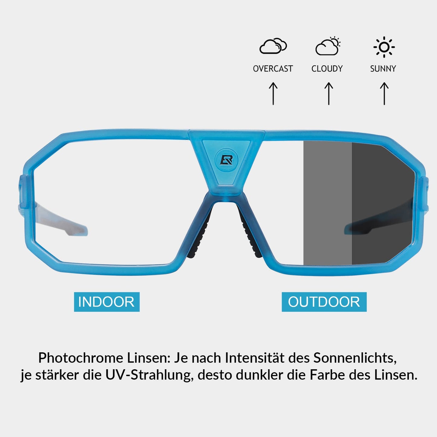 Okulary przeciwsłoneczne fotochromowe z ochroną UV400, okulary rowerowe unisex, niebieskie ROCKBROS