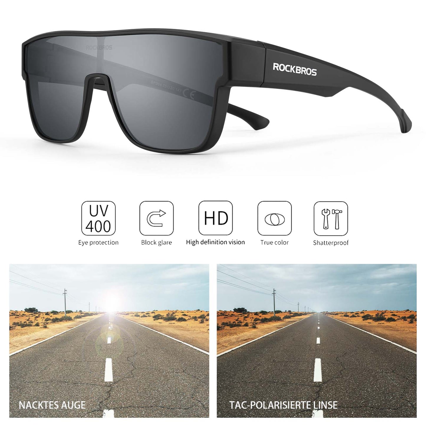 Okulary rowerowe z polaryzacją, okulary krótkowzroczne, okulary nakładkowe, okulary sportowe unisex, ROCKBROS