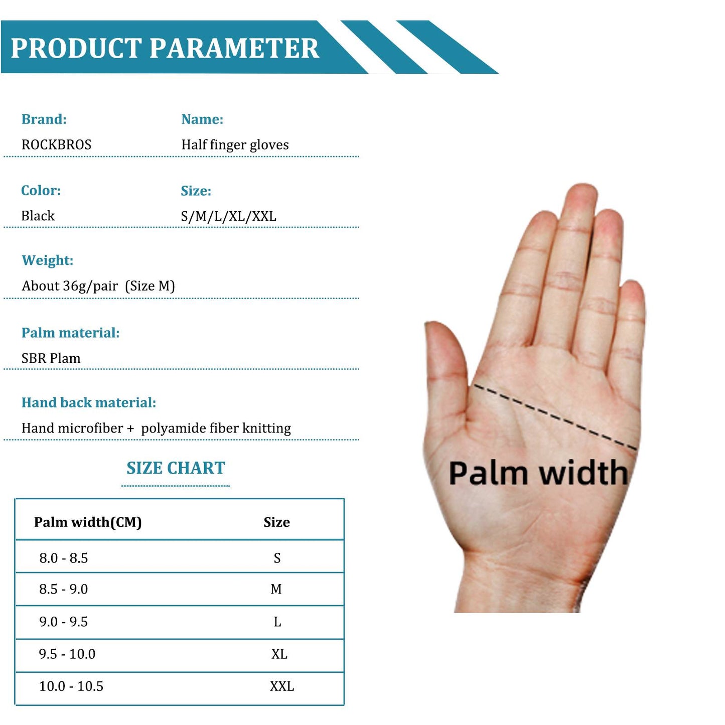 Rękawiczki rowerowe z półpalcami, uniwersalne rękawice treningowe, ROCKBROS