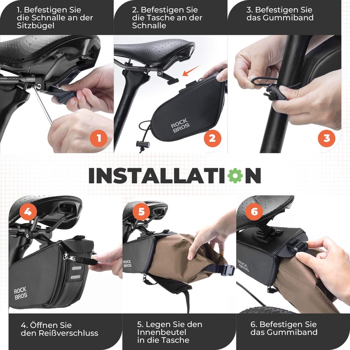 Torba podsiodłowa, wodoodporna torba rowerowa, rozszerzalna z wewnętrzną kieszenią, ROCKBROS