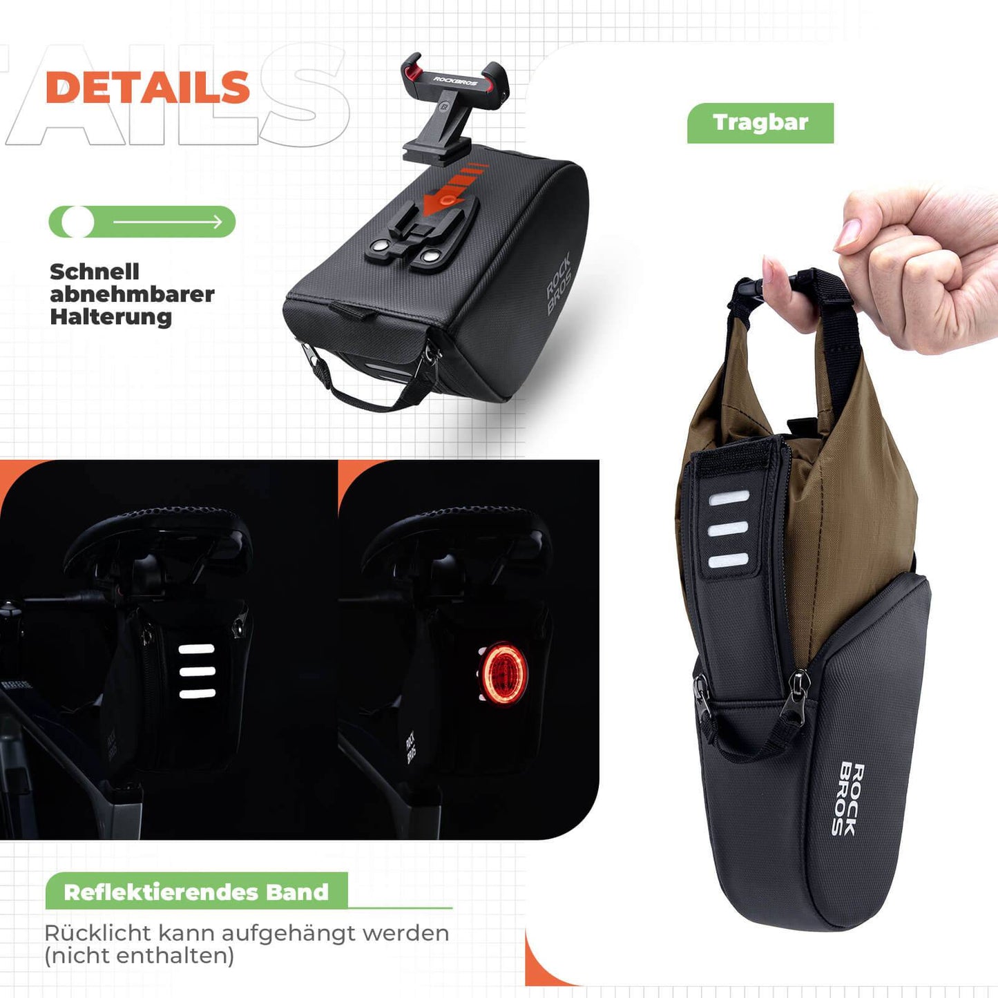 Torba podsiodłowa, wodoodporna torba rowerowa, rozszerzalna z wewnętrzną kieszenią, ROCKBROS