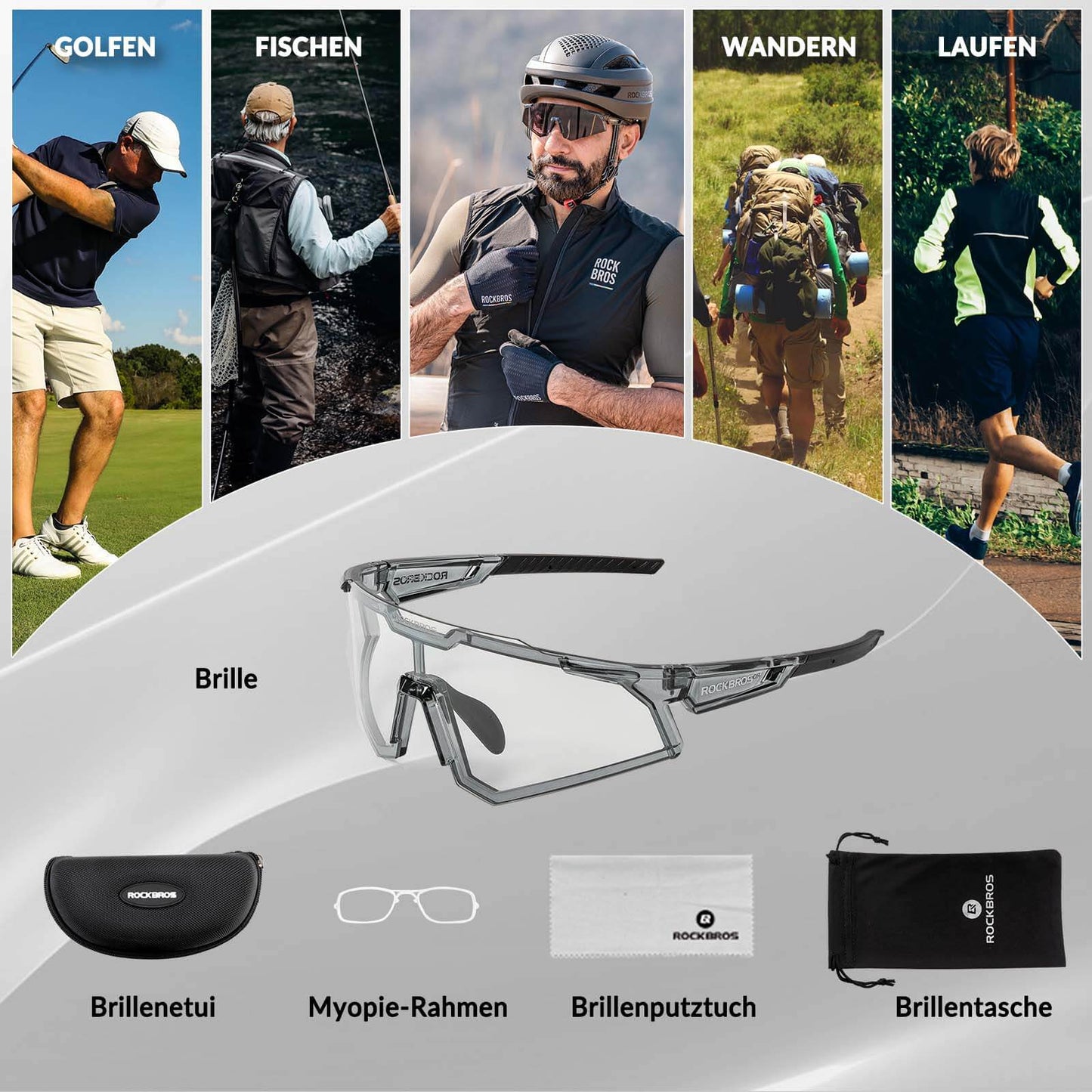 Okulary przeciwsłoneczne, okulary rowerowe, samoprzyciemniające, outdoorowe, ochrona UV400, ROCKBROS