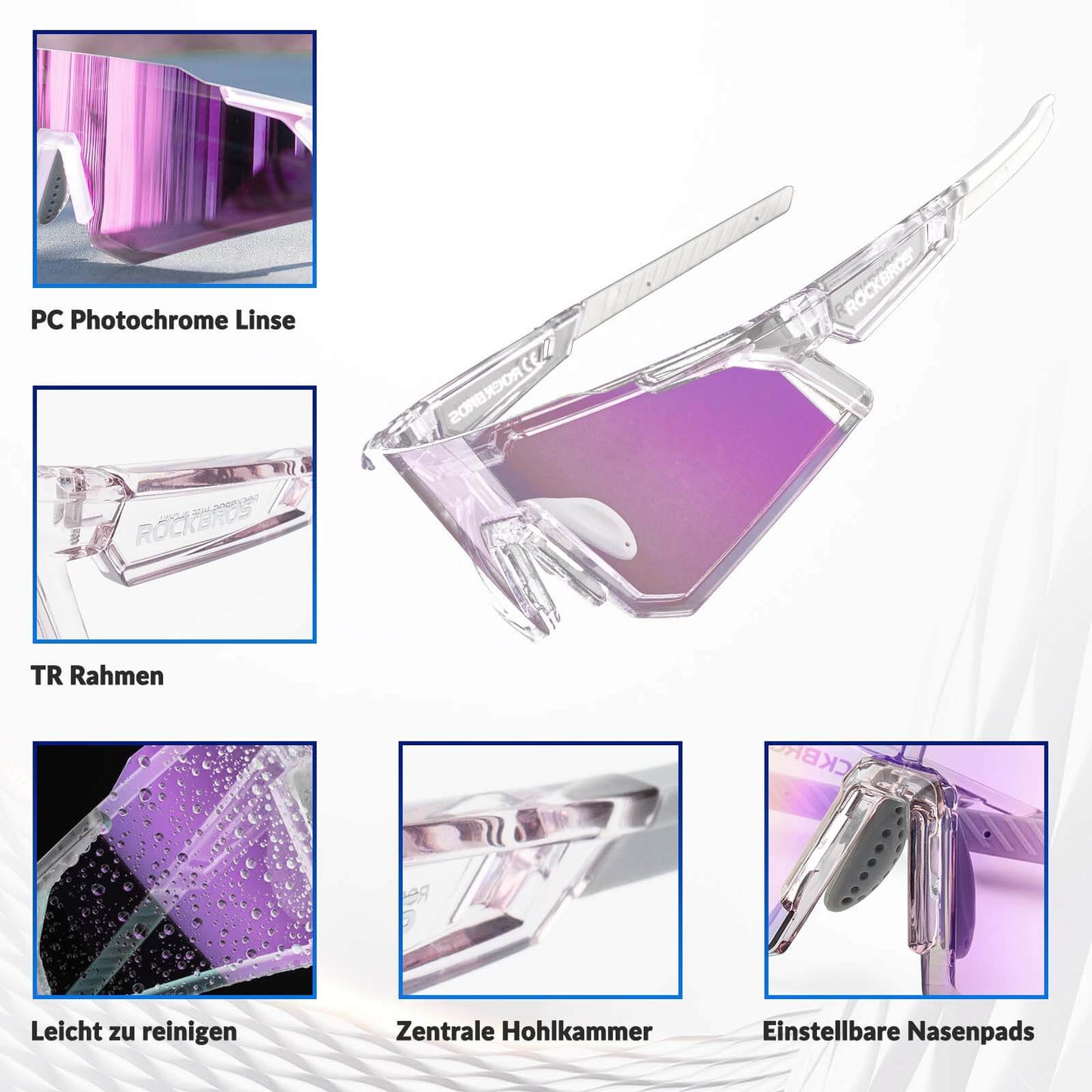 Okulary przeciwsłoneczne, okulary rowerowe, samoprzyciemniające, outdoorowe, ochrona UV400, ROCKBROS