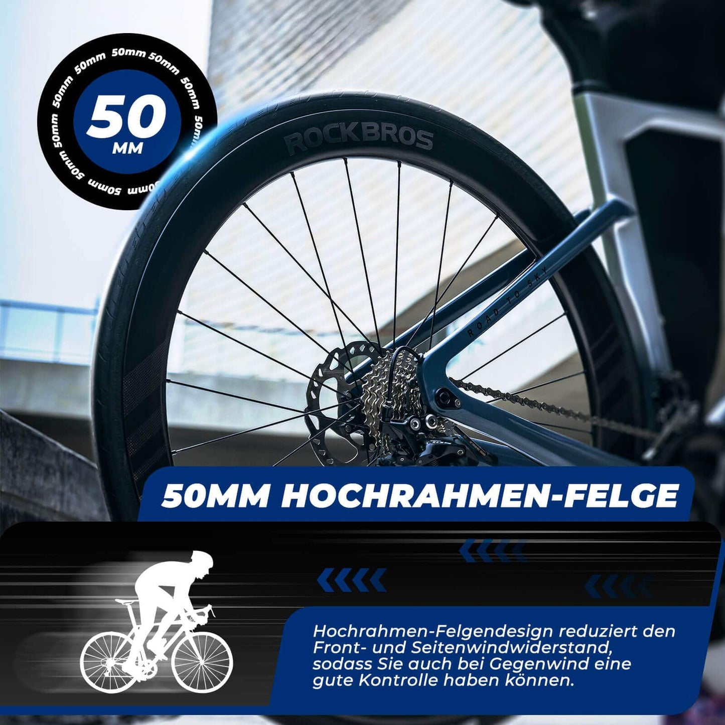 Zestaw kół T700 Carbon 28" 50mm, z hamulcem tarczowym, oś przelotowa do rowerów szosowych i napędem SHIMANO 8-12 biegów, 24 szprychy, łożyska stalowe 36T, ROCKBROS