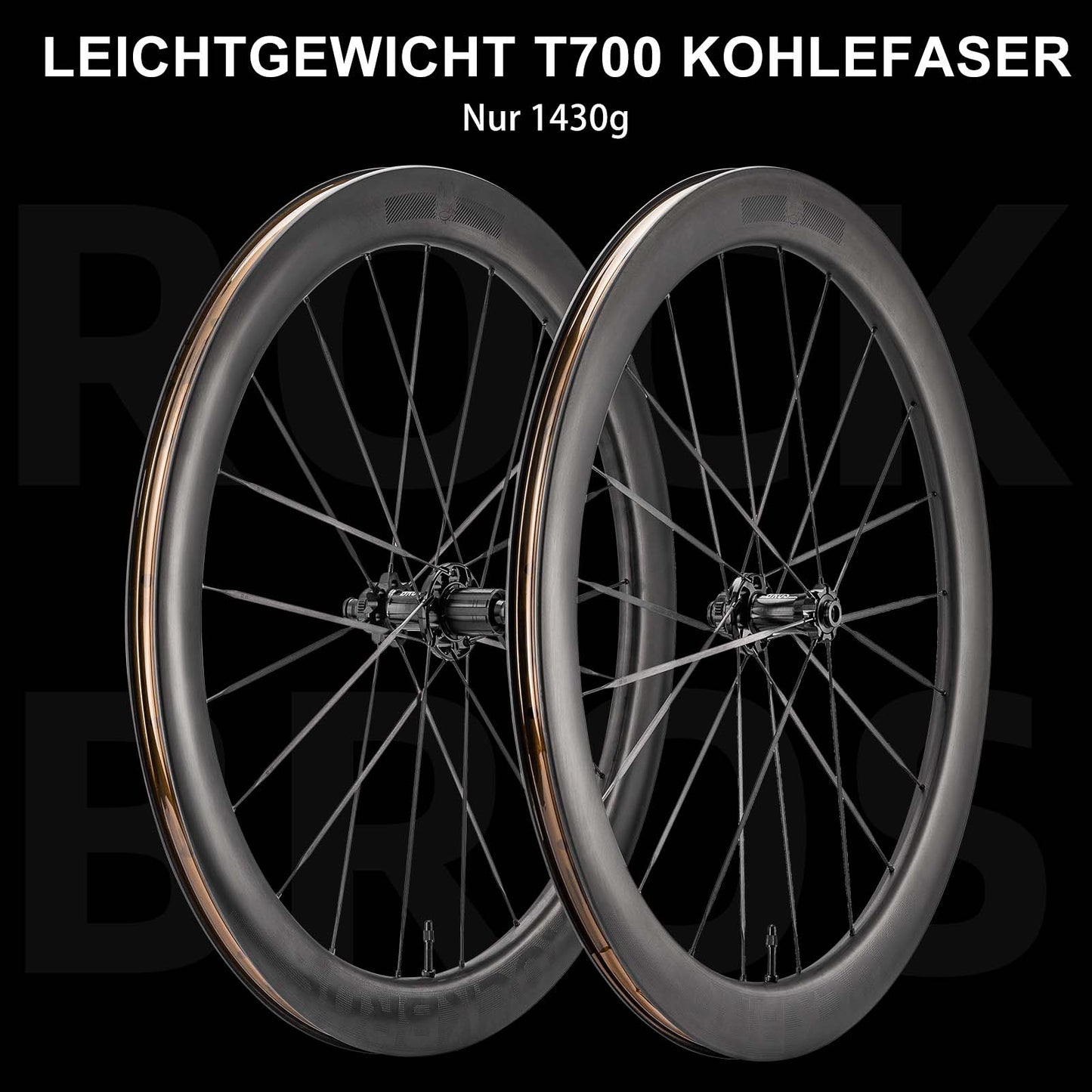 Zestaw kół T700 Carbon Wheelset 55 mm z osią przelotową do hamulców tarczowych do roweru szosowego, w tym poduszki próżniowe ROCKBROS