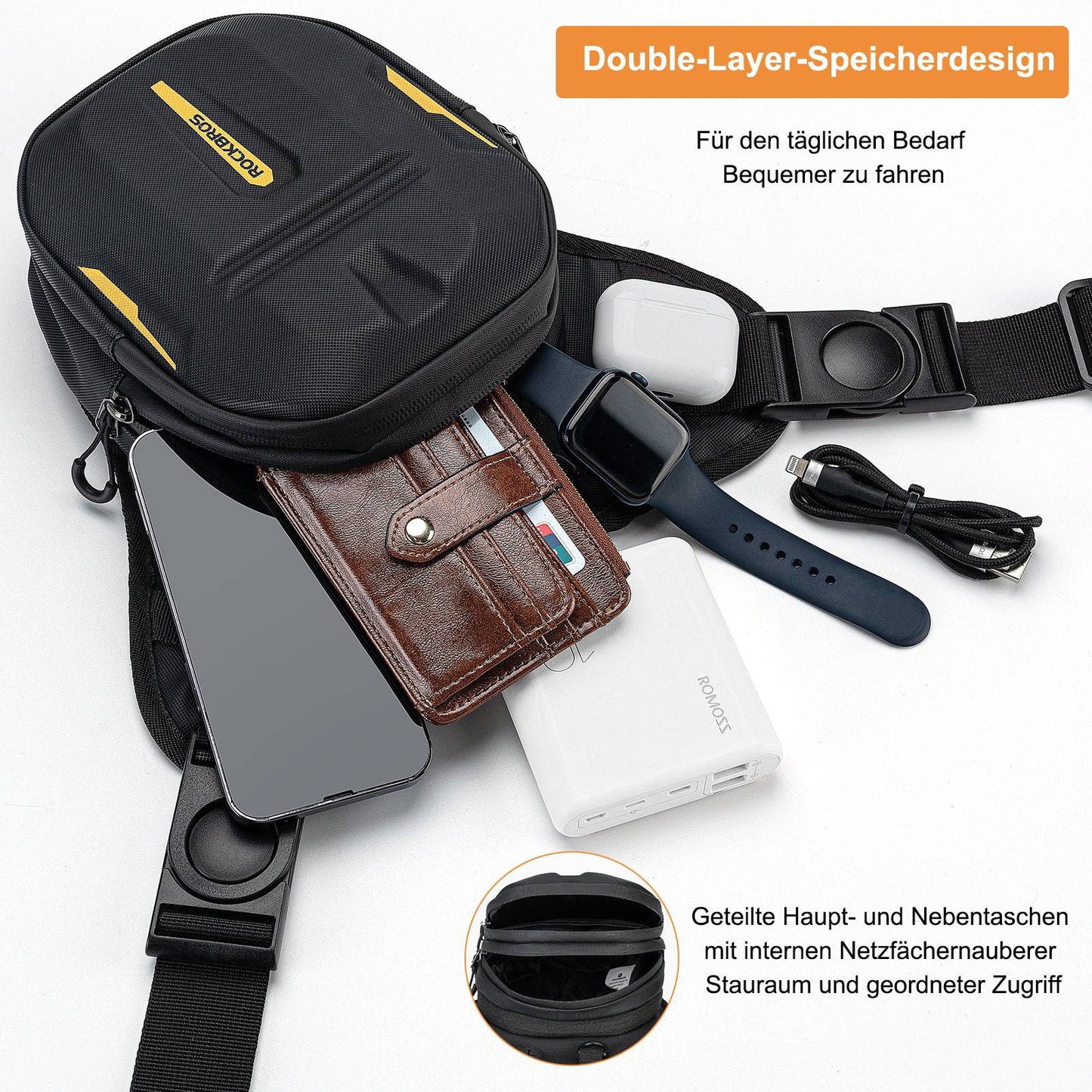 Torba na zbiornik z magnetycznym oparciem, torba na nogę motocyklową z paskiem na ramię, ROCKBROS