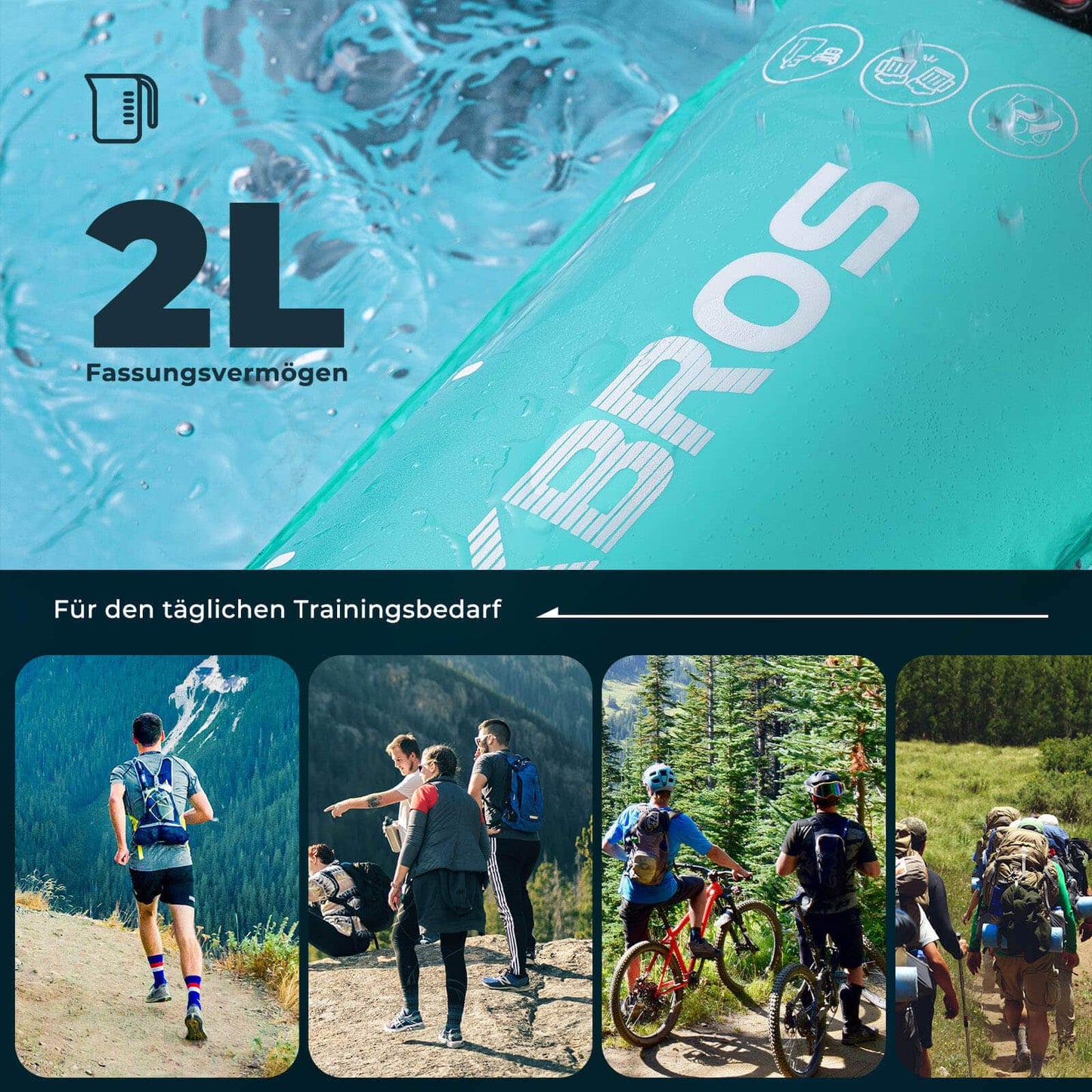 Bukłak na wodę 2L z rurką do picia, lekki bukłak z TPU, ROCKBROS