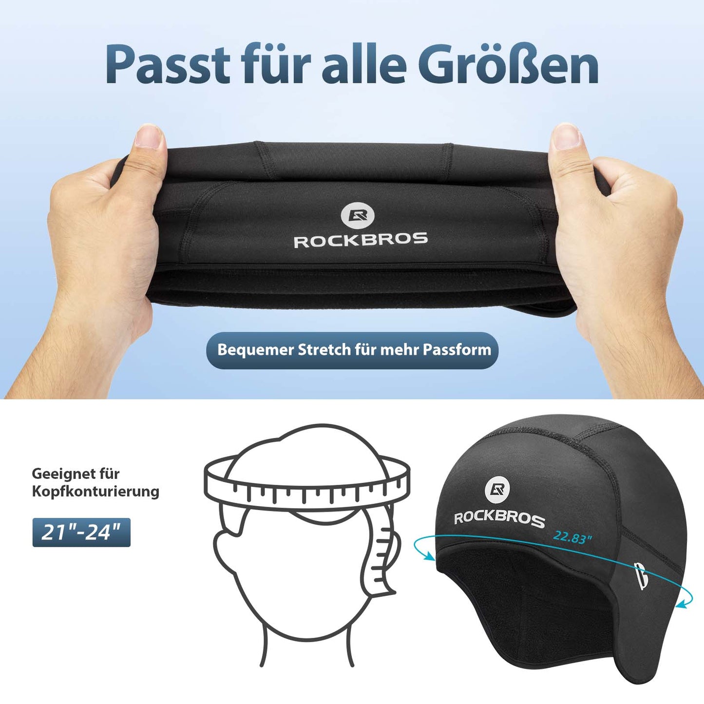 Czapka zimowa rowerowa, wiatroszczelna czapka pod kask z otworami na okulary, ROCKBROS