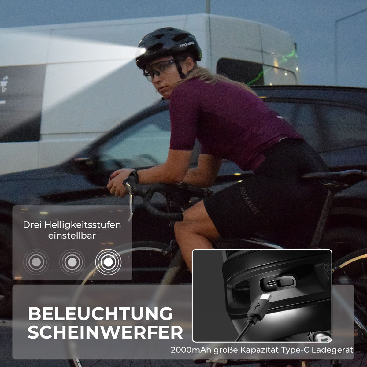 ROCKBROS Zdalnie sterowany Smart kask rowerowy z oświetleniem