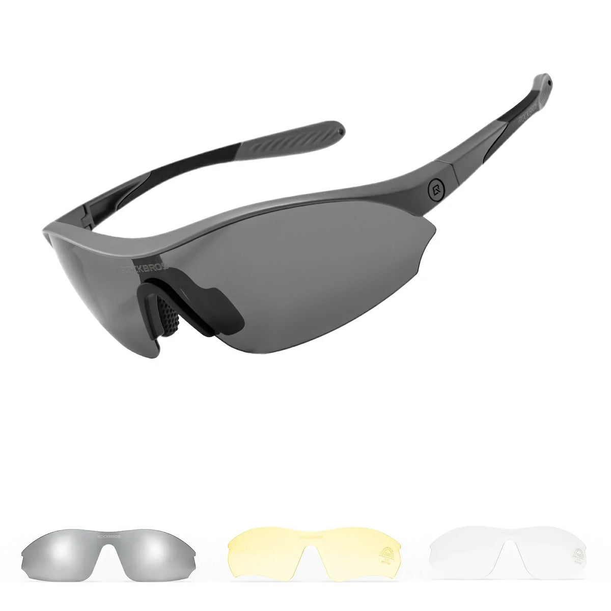 ROCKBROS Sportowe okulary przeciwsłoneczne do jazdy na rowerze z 3 wymiennymi szkłami UV400