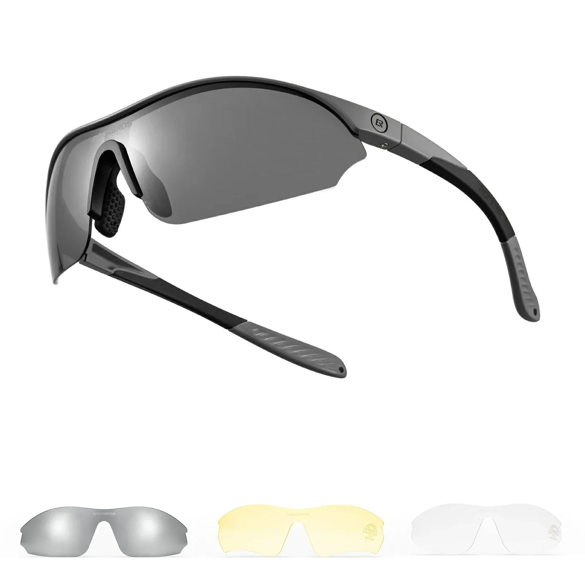 ROCKBROS Sportowe okulary przeciwsłoneczne do jazdy na rowerze z 3 wymiennymi szkłami UV400