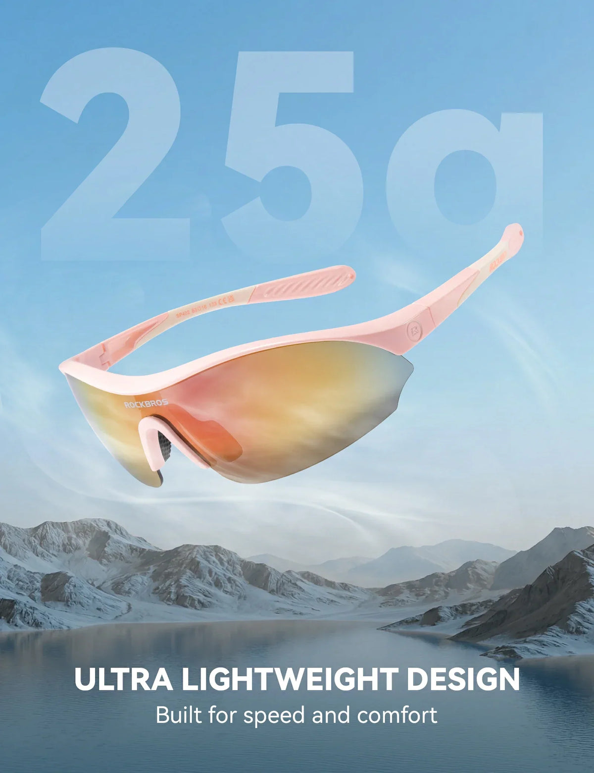 ROCKBROS Sportowe okulary przeciwsłoneczne do jazdy na rowerze z 3 wymiennymi szkłami UV400