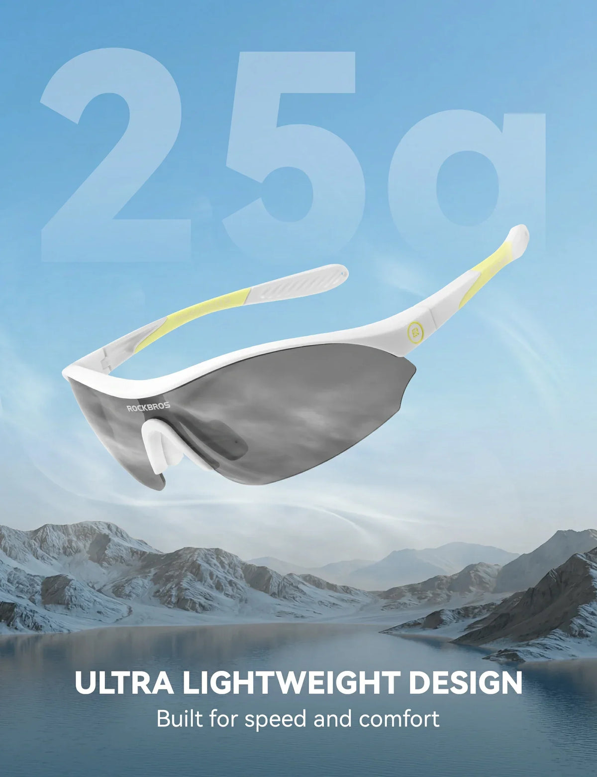 ROCKBROS Sportowe okulary przeciwsłoneczne do jazdy na rowerze z 3 wymiennymi szkłami UV400