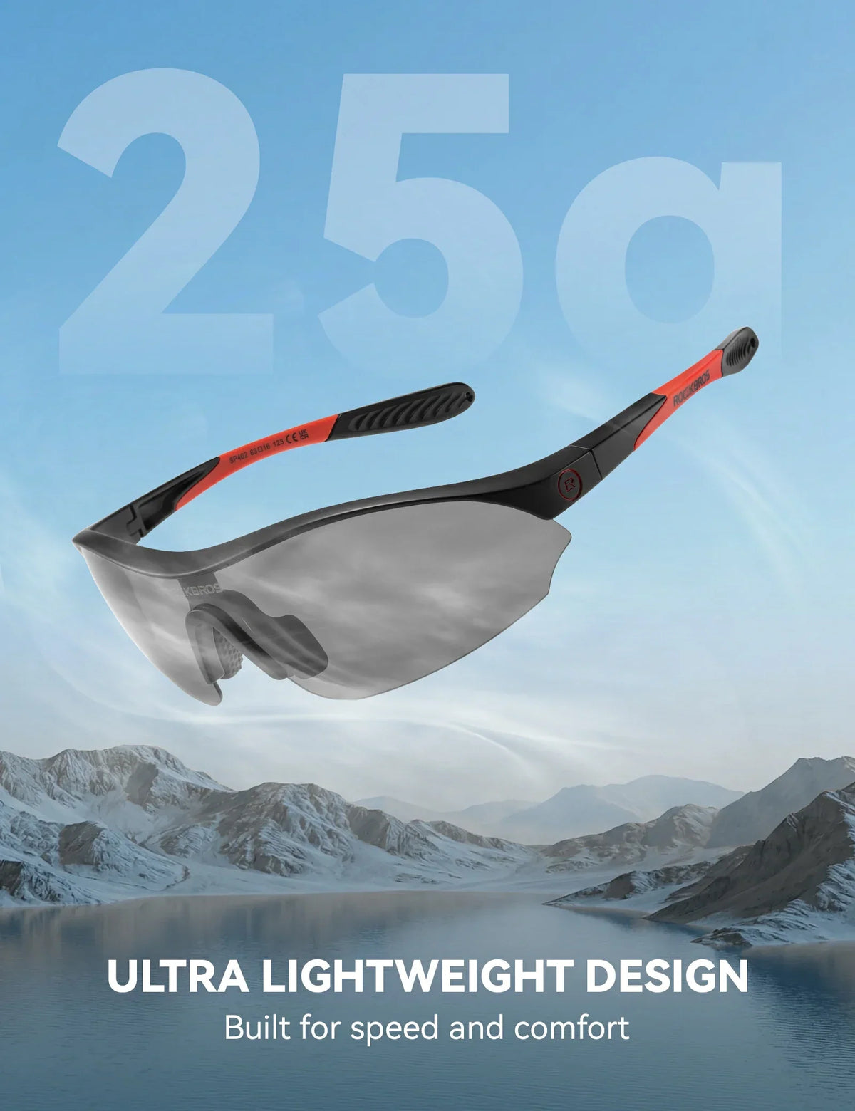 ROCKBROS Sportowe okulary przeciwsłoneczne do jazdy na rowerze z 3 wymiennymi szkłami UV400