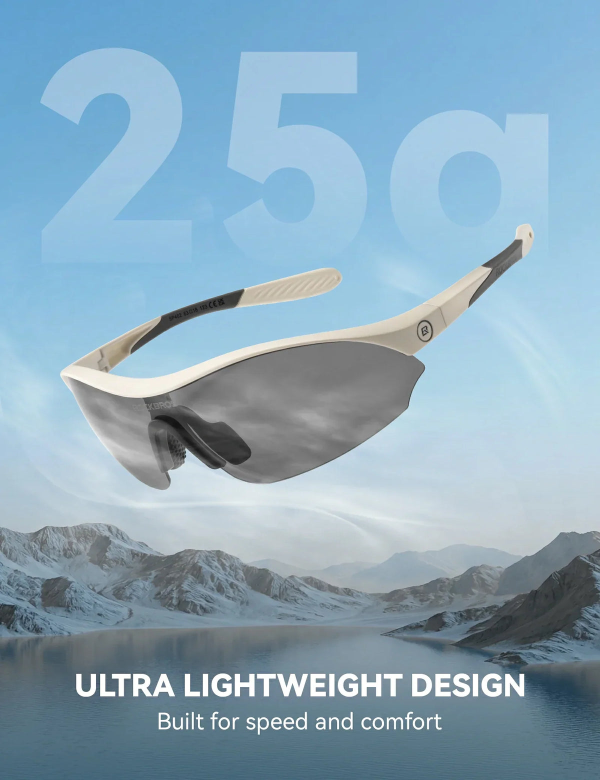ROCKBROS Sportowe okulary przeciwsłoneczne do jazdy na rowerze z 3 wymiennymi szkłami UV400