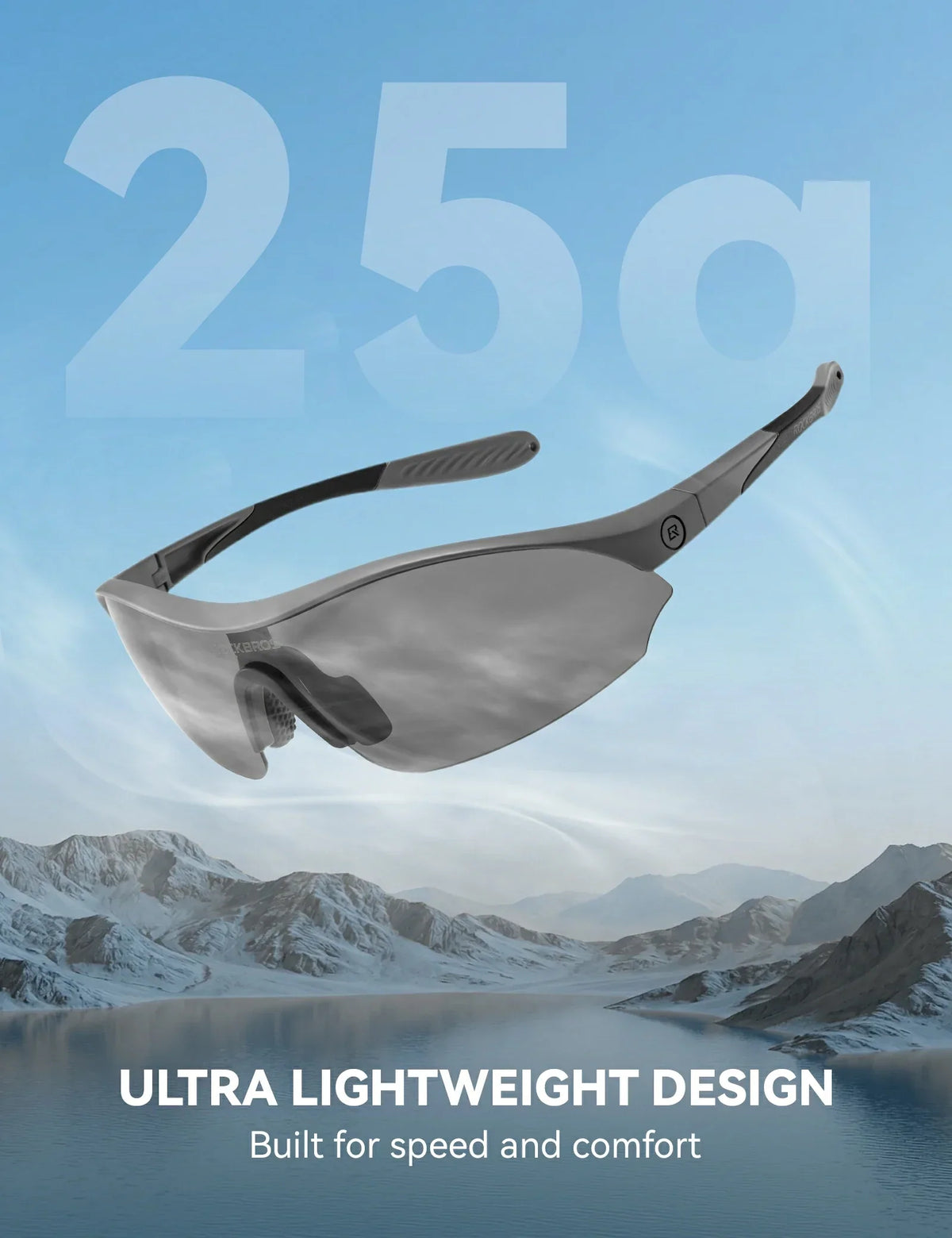ROCKBROS Sportowe okulary przeciwsłoneczne do jazdy na rowerze z 3 wymiennymi szkłami UV400