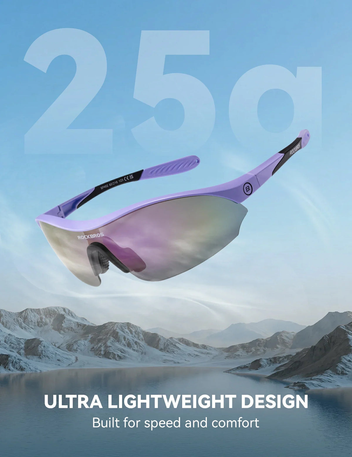 ROCKBROS Sportowe okulary przeciwsłoneczne do jazdy na rowerze z 3 wymiennymi szkłami UV400