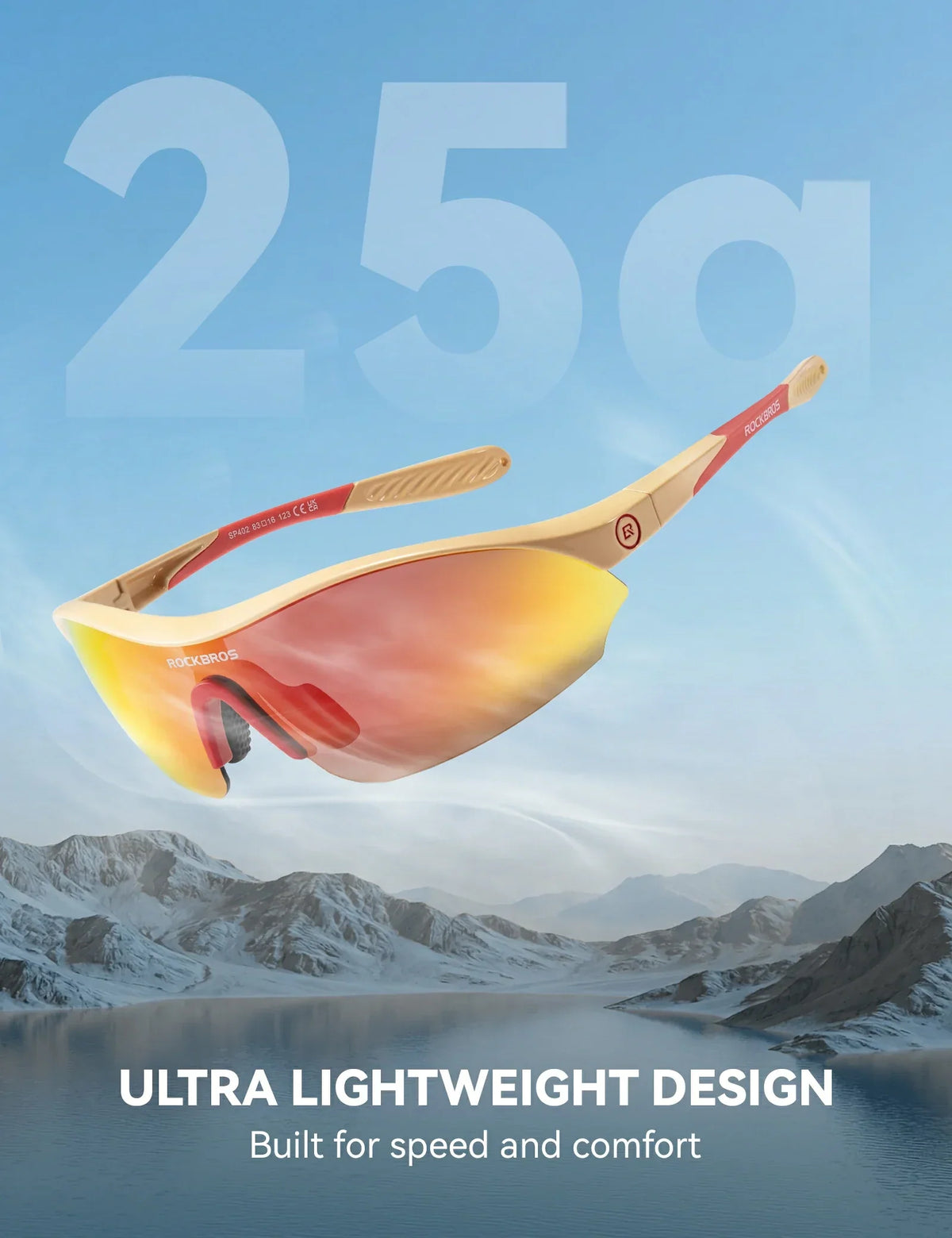 ROCKBROS Sportowe okulary przeciwsłoneczne do jazdy na rowerze z 3 wymiennymi szkłami UV400