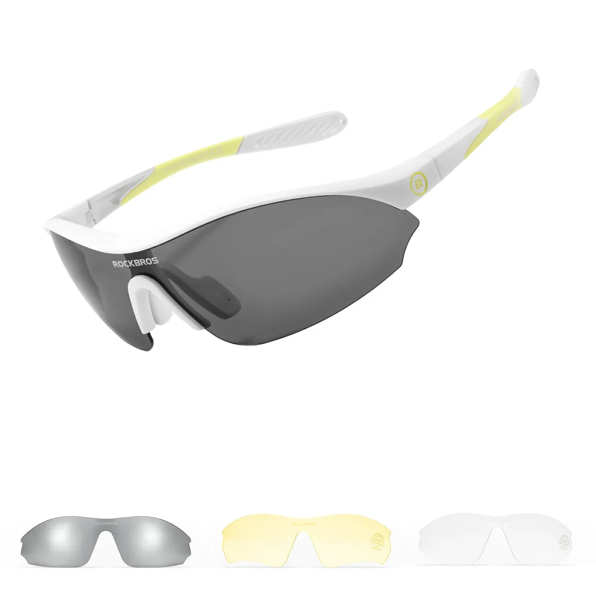 ROCKBROS Sportowe okulary przeciwsłoneczne do jazdy na rowerze z 3 wymiennymi szkłami UV400