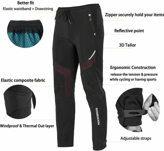 ROCKBROS Spodnie kolarskie wiatroszczelne długie spodnie sportowe spodenki kolarskie