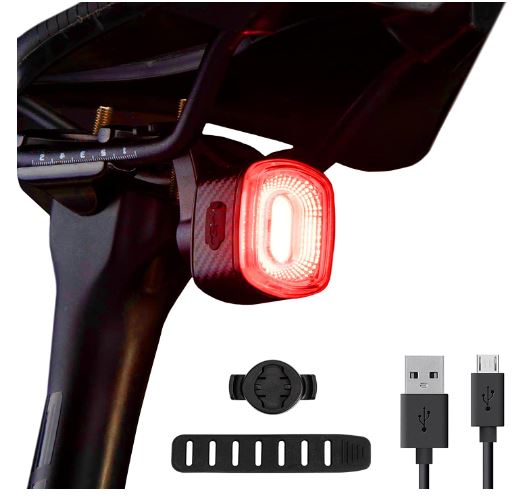 ROCKBROS Tylne światło rowerowe LED wodoodporne IPX6 USB akumulator, inteligentne jasno czerwone światło hamowania z 5 stałymi i migającymi trybami