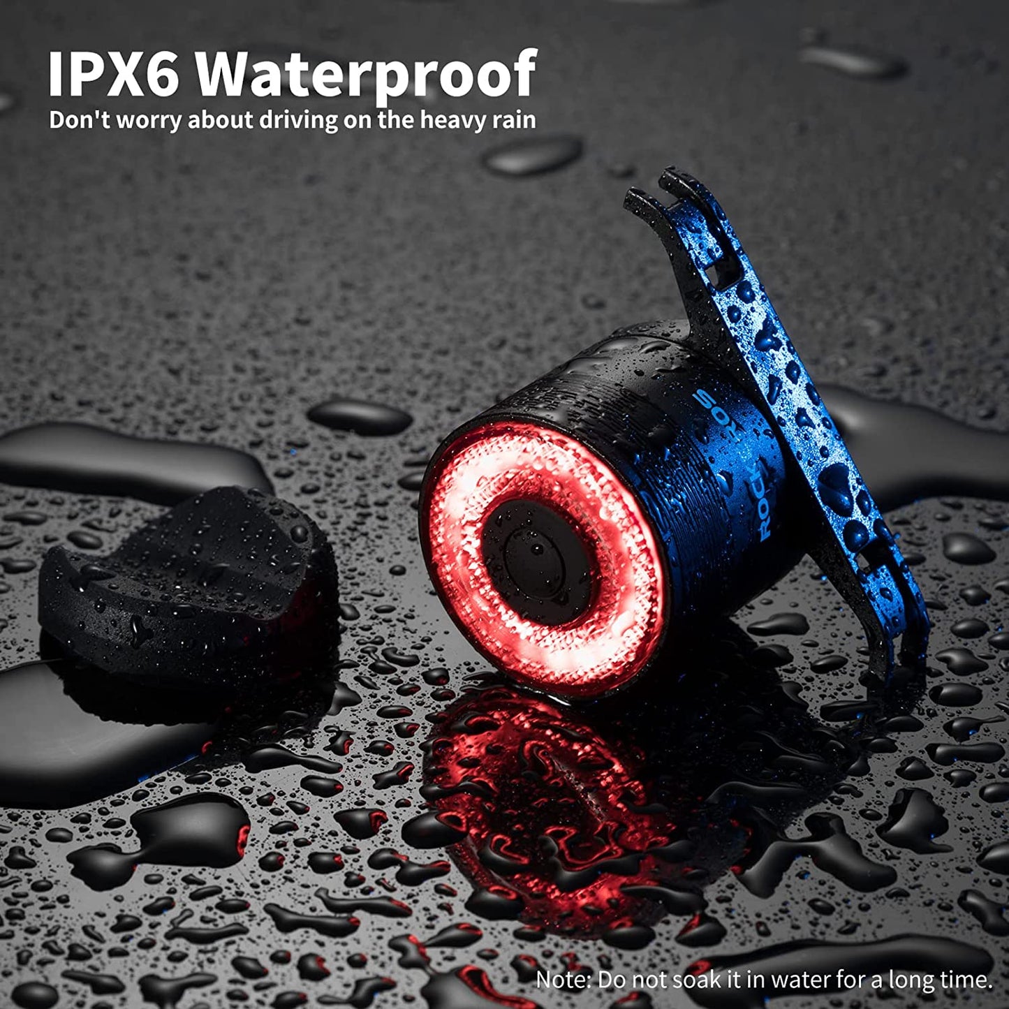 ROCKBROS Inteligentne ładowane tylne światło rowerowe 4 tryby IPX6 wodoodporne