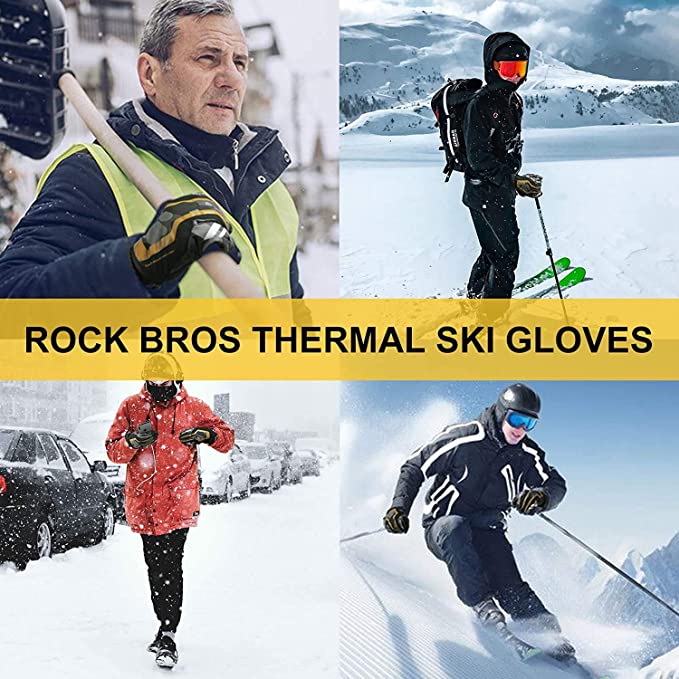 ROCKBROS Rękawice narciarskie wodoodporne ekstra ciepłe antypoślizgowe dla mężczyzn