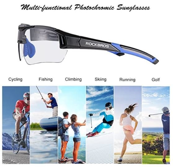 ROCKBROS 10111 Okulary rowerowe przeciwsloneczne fotochromowe niebieskie
