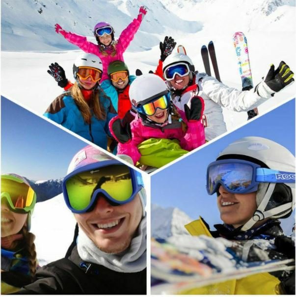 ROCKBROS Gogle narciarskie dla kobiet mezczyzn Okulary narciarskie dla dzieci Zimowe przeciwmgielne